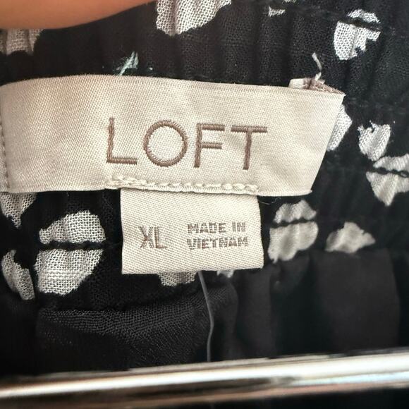 LOFT NWT Women's XL Polka Dot Black White A Line Midi Skirt Elastic Waist Lined - Picture 6 of 13